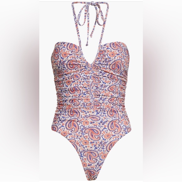 Veronica Beard Hazina Paisley Ruched One-Piece Swimsuit, X-Small, $328 - Picture 6 of 14